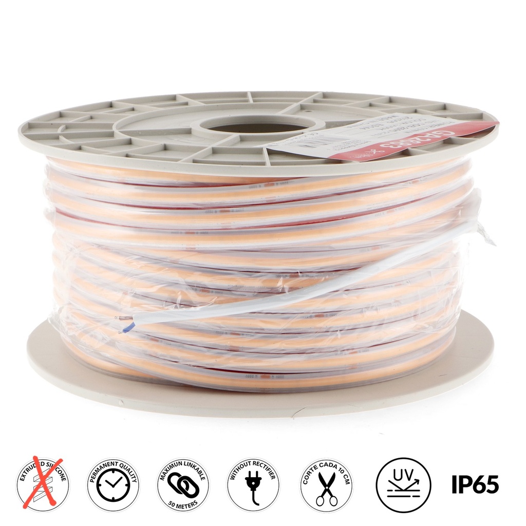 Tira de Led 220V Cob Point 10W/m Ip65 - Metro 3000K. Mod. GA2683
