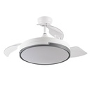 Ventilador techo blanco gris aspas retráctil 72W MOTOR DC CCT Olimpia. Mod. 185991401