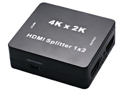 Distribuidor HDMI v.1.4b de 1 entrada-2 salidas. Incluye latiguillo miniUSB para alimentación externa.