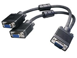 [19770.30AVA] Duplicador VGA con conductores coaxiales (RGB), doble apantallamiento y con ferritas. HDB15M- doble HDB15H 0.3 m 0502. Mod. WIR943