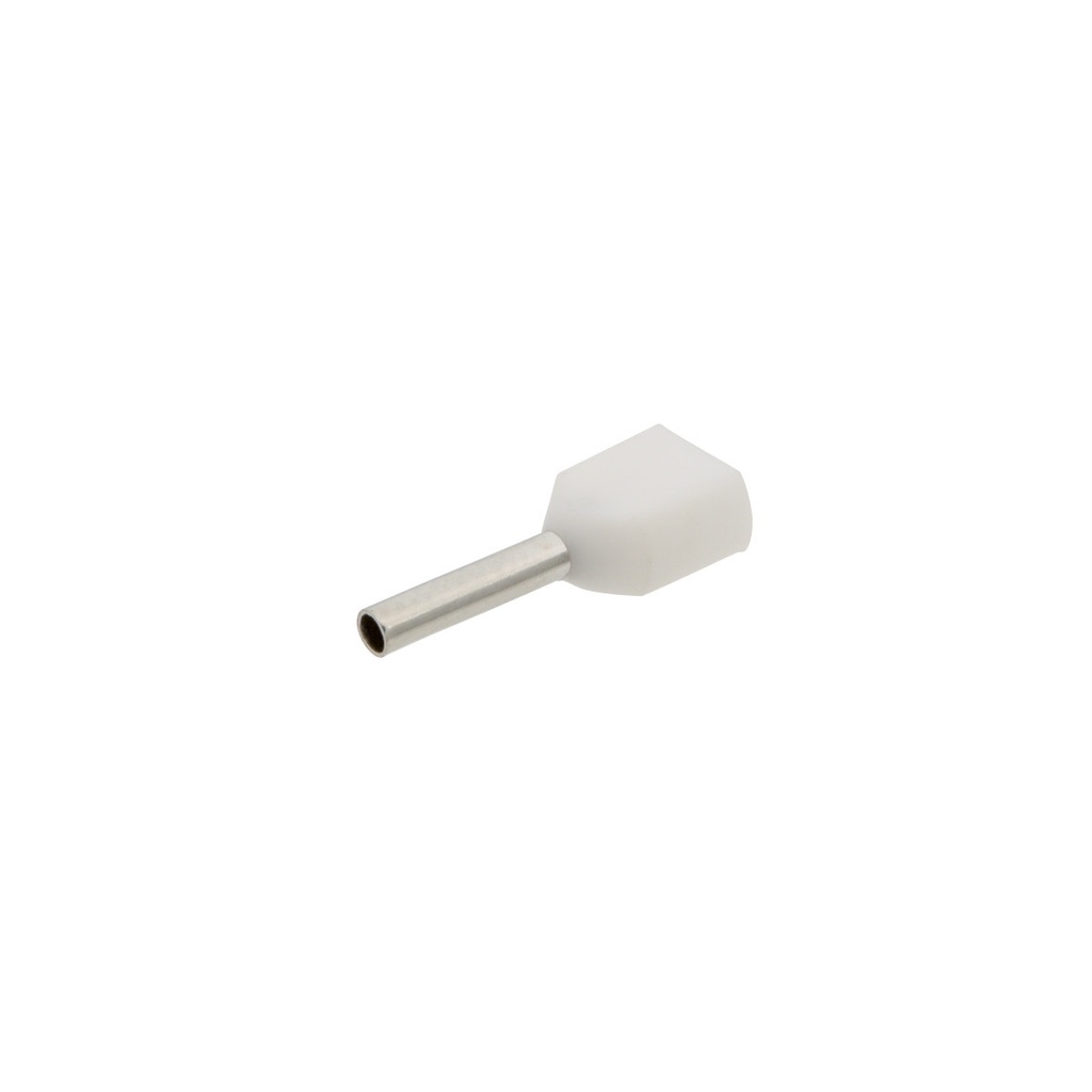 [ASTE0508] Puntera doble aislada para cable 0.5mm2 8mm blanca. Mod. 2040171