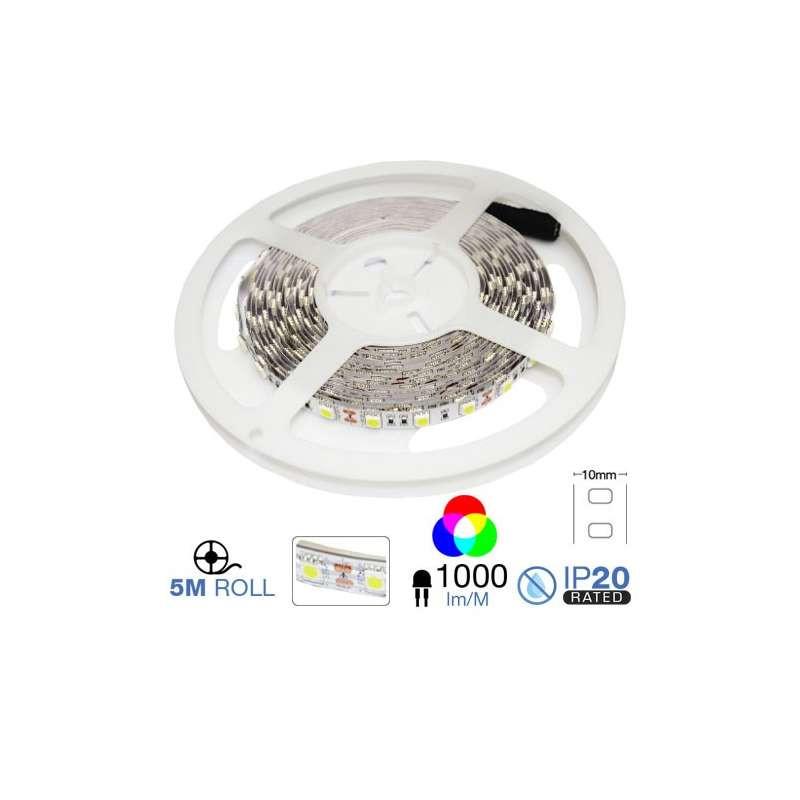 Tira led SMD5050 RGB 10.8W/m IP20 12V 60 leds/m 5 metros. Mod. 2120