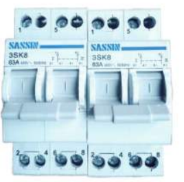 [K8232] Conmutador maniobra carril din 2 polos 1-0-2 32A Sassin. Mod. K8232