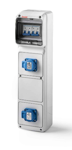 Armario completo y cableado 2 tomas schucko 2p+TT 16A Famatel. Mod. 6521