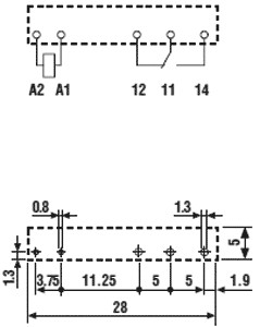 Relé electromagnético 24VCC 1 cto 6A 250VCA Finder. Mod. 34.51.7.024.5010