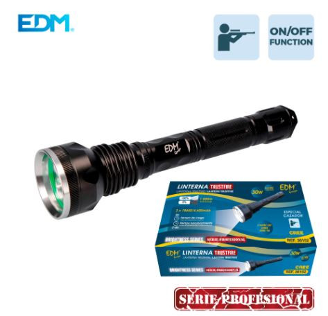 SUPER LINTERNA 3 LEDS T6 30W 2400 LUMENS ESPECIAL PARA CAZA. Mod. 36152