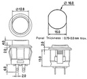 PULSADOR LUMINOSO INTERRUPTOR ON-OFF, 4P. 12V, Ø 15mm COLOR ROJO. MOD. 3617R