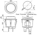 Interruptor luminoso ON-OFF 250V 6A Ø 20mm ROJO. Mod. 3620R