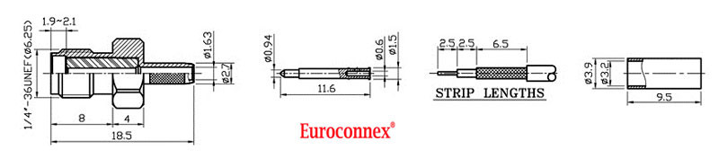 Conector SMA HEMBRA CRIMPAR DORADA R/P, RG-174. Mod. 3357