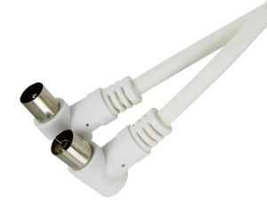 Cable de antena TV macho - hembra acodados 2.5m blanco. Mod. 37.007/2.5/B