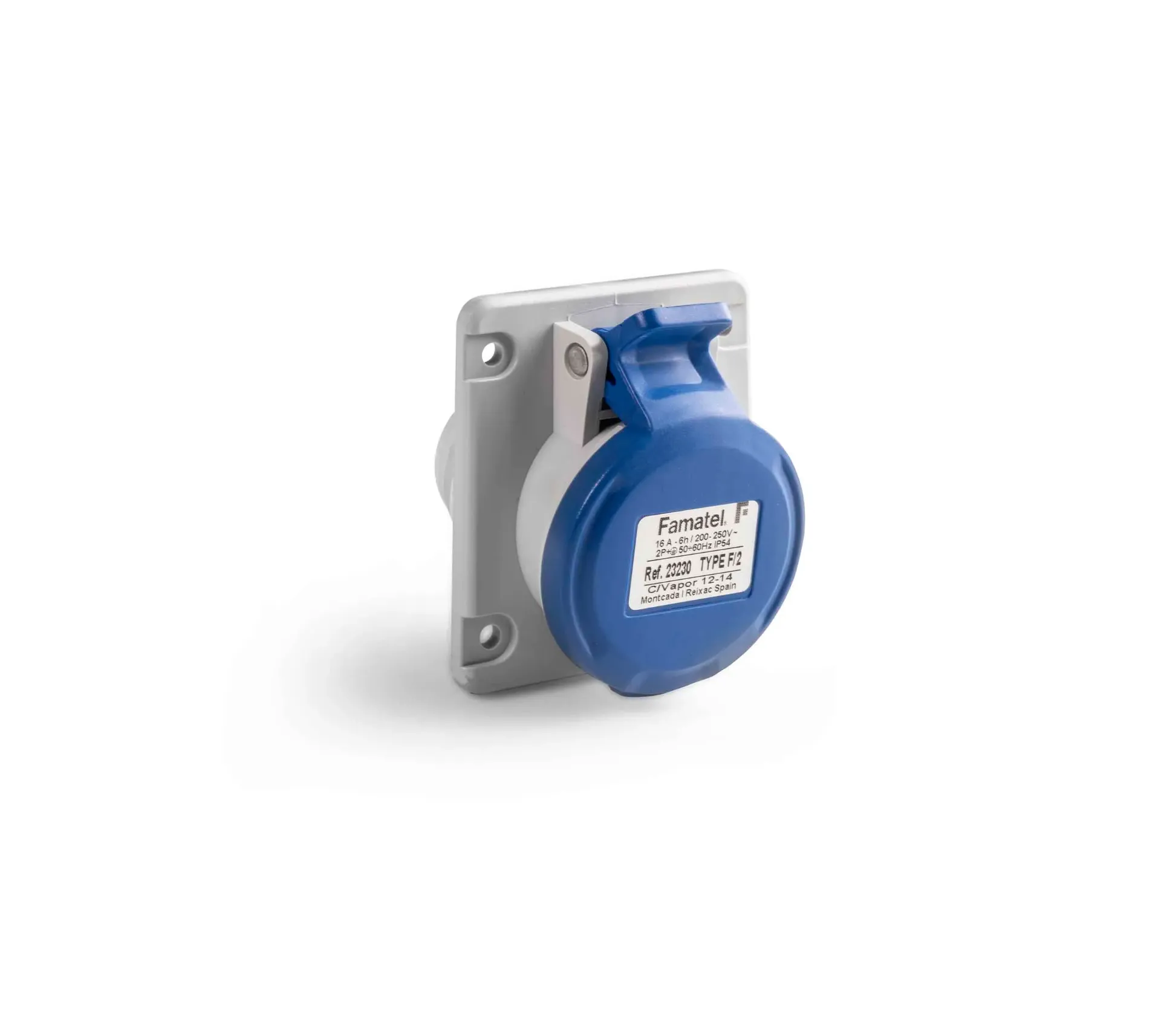 Base tras cuadro 2P+T 16A IP54. Mod. 23230