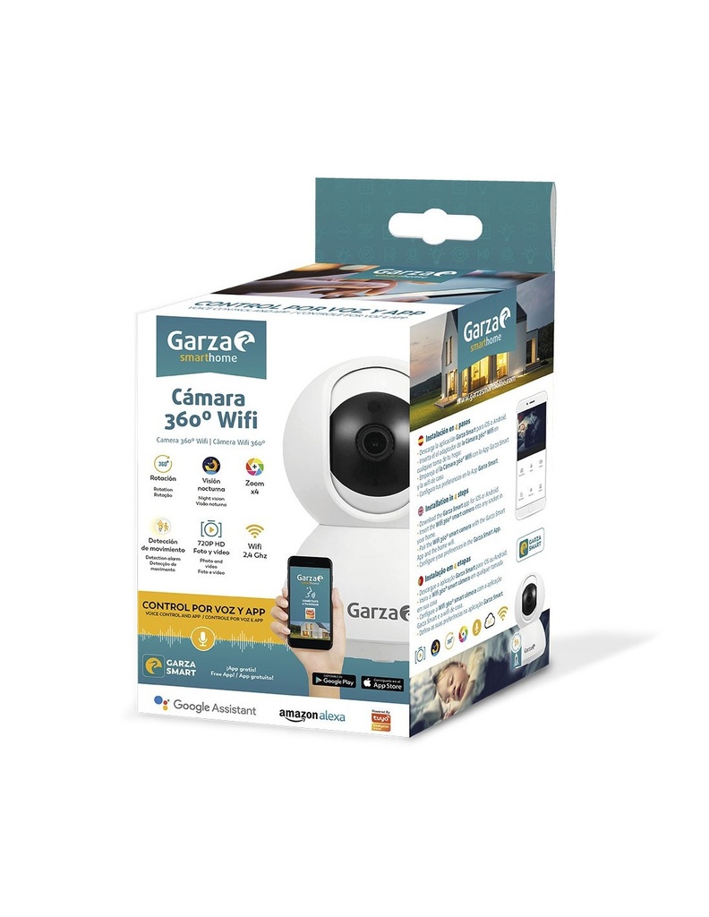 Cámara Ip Inteligente 360º 720p HD Garza Smart. Mod. 401266