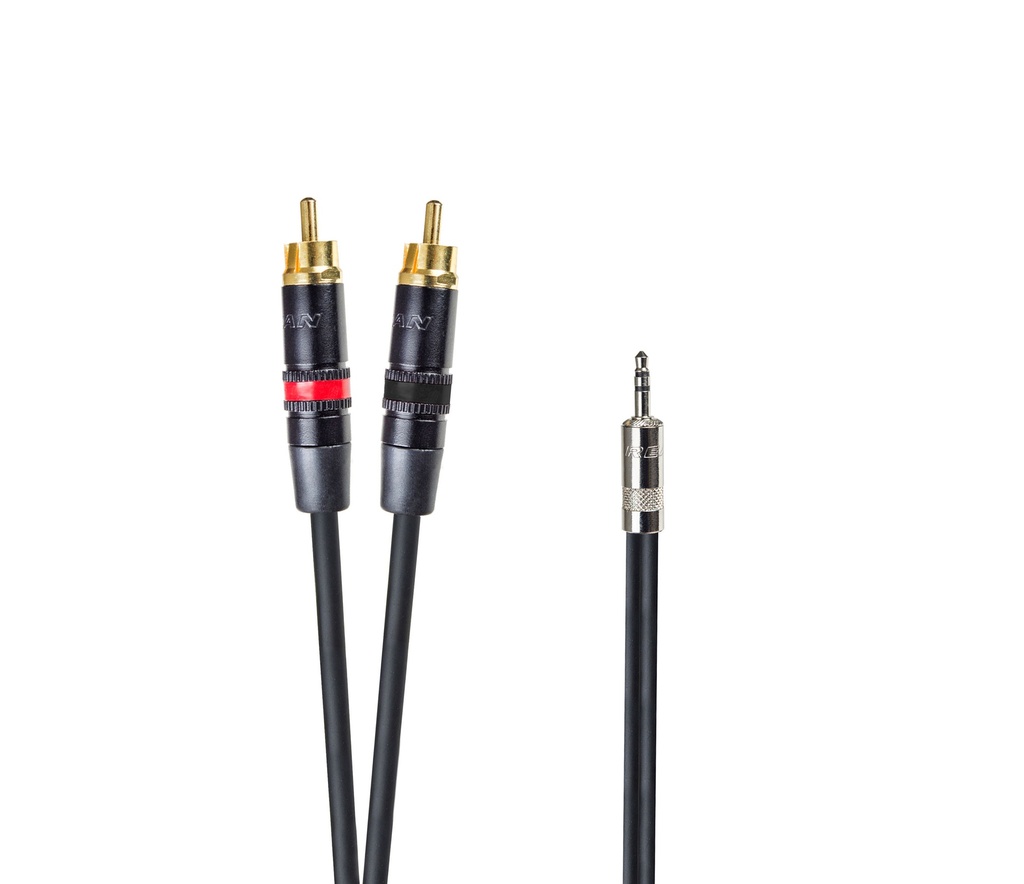 Conexión PRO 3,5 Jack M Stereo Rean - 2 x RCA M Rean 2 metros. Mod. 409002