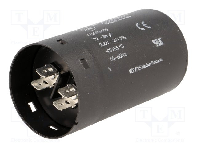 Condensador motores de arranque 80uF 250VCA. Mod. CMS80MF