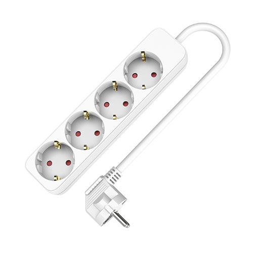 [TMUAD504] Base múltiple 4 tomas c/cable 1.5m blanca. Mod. TMUAD504