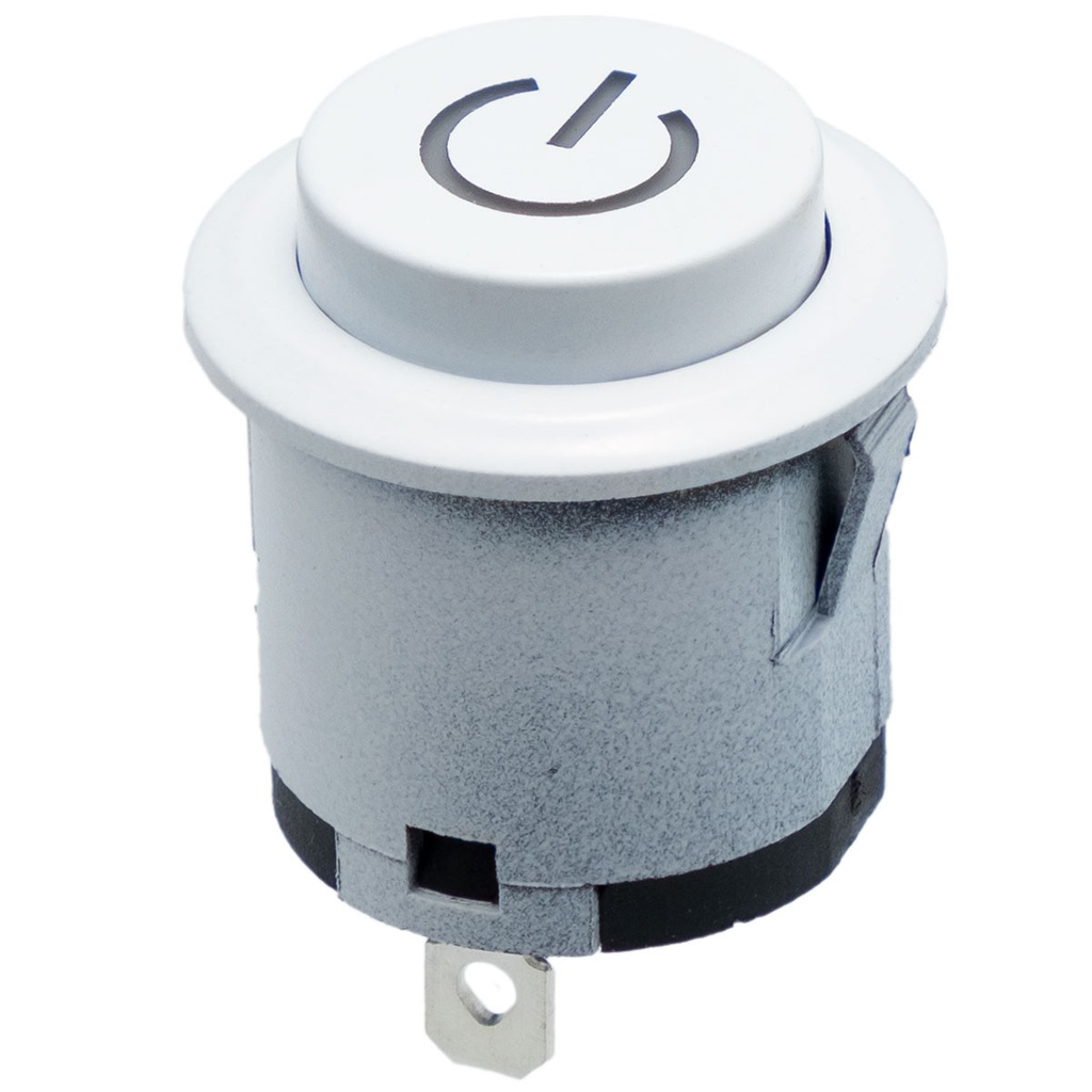 [4249BLELG] Interruptor blanco OFF-ON redondo, con simbolo POWER, 22mm. Mod. 4249BL
