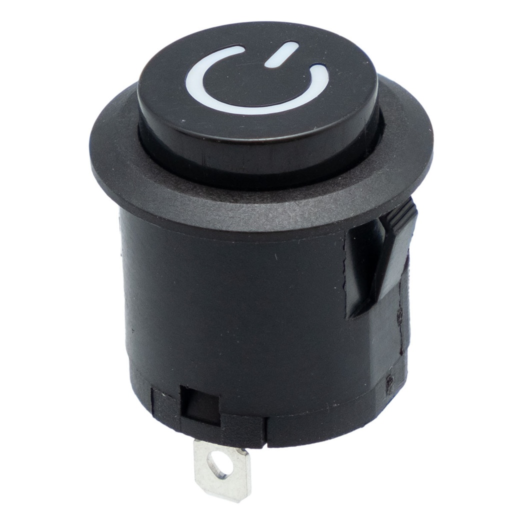 [4249NELG] Interruptor negro OFF-ON redondo, con simbolo POWER, 22mm. Mod. 4249N