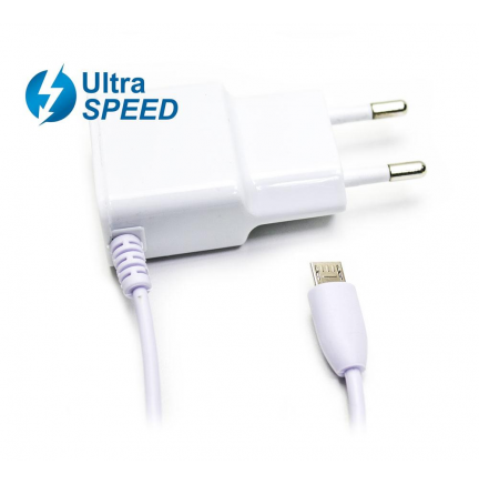 Cargador Micro USB UltraSpeed 2.1A Blanco Biwond. Mod. 50579