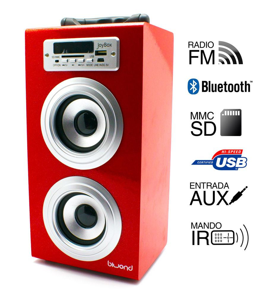 Torre música reproductor USB Bluethooth rojo Joybox. Mod. 50601