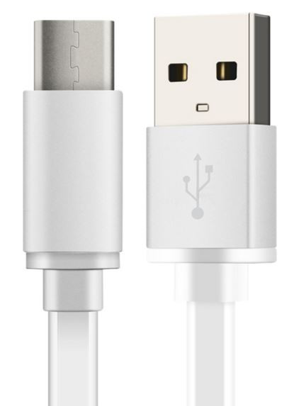 Cable plano carga USB 3.1 Tipo C Blanco 1metro. Mod. 51538