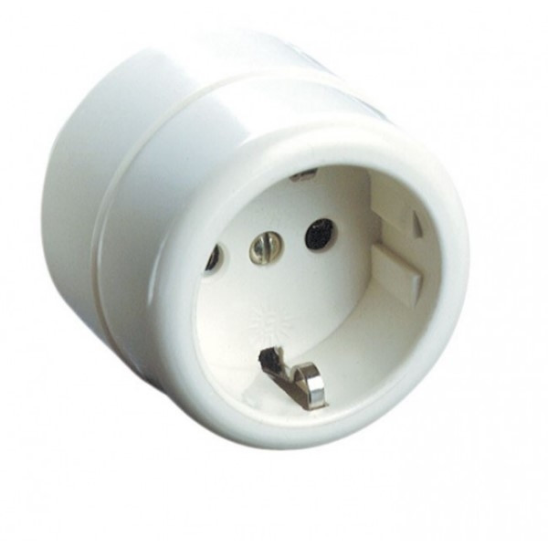 [517PAS] Base de enchufe bipolar con TT de entrada lateral 16A 250V superficie. Solera. Mod. 517