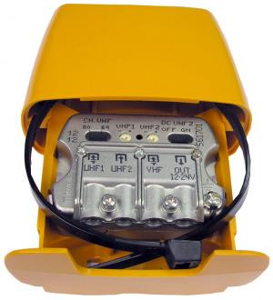 Amplificador de mástil 3e/1s UHF [dc]-UHF-VHFmix. Mod. MVM327LTE