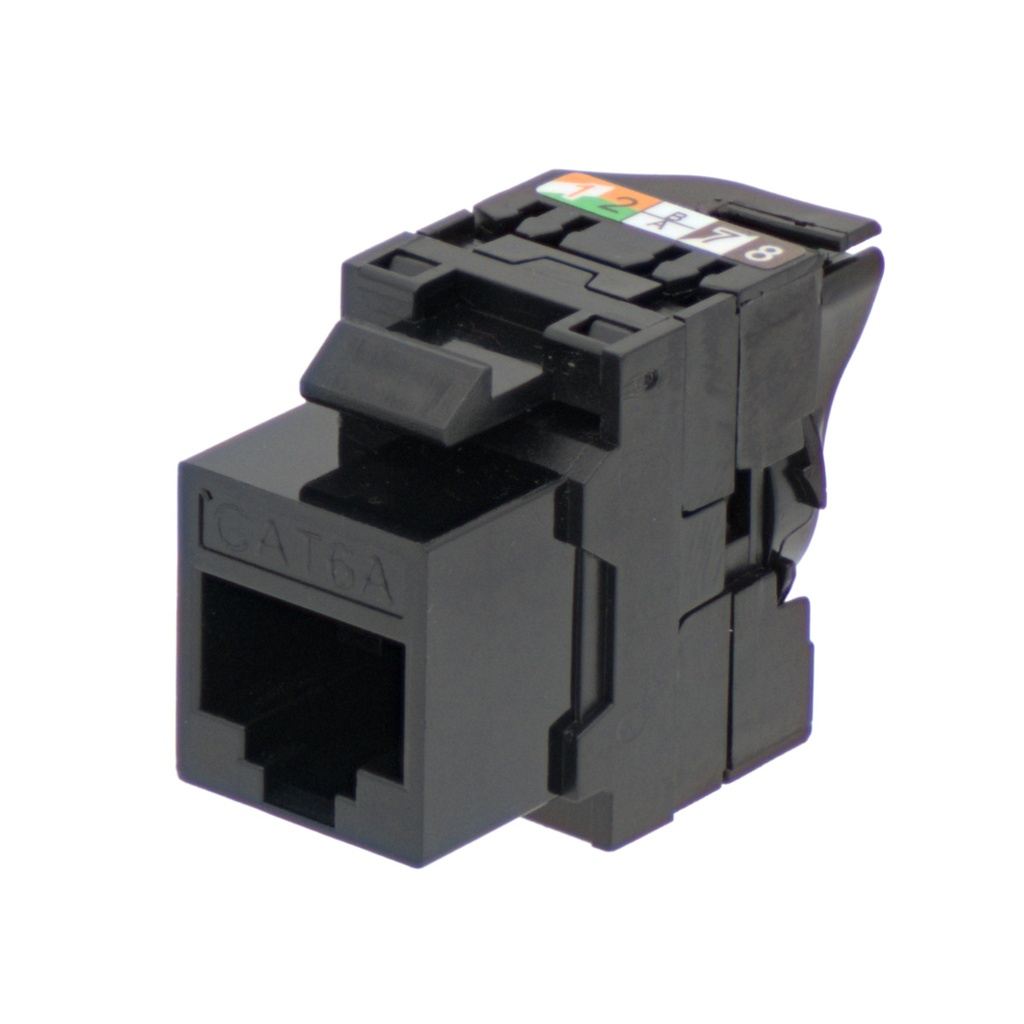 Toma RJ45 cat6A UTP keyston 180º negro. Mod. 0039N