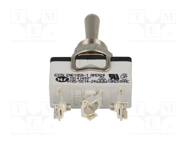 [637HTME] Interruptor de palanca 3 POS (ON)-OFF-(ON) 10A/250VCA. Mod. 637H
