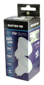 Pack ahorro de 2 bombillas LED GU-10 230VAC 6000K. Mod. 81.225/DIA