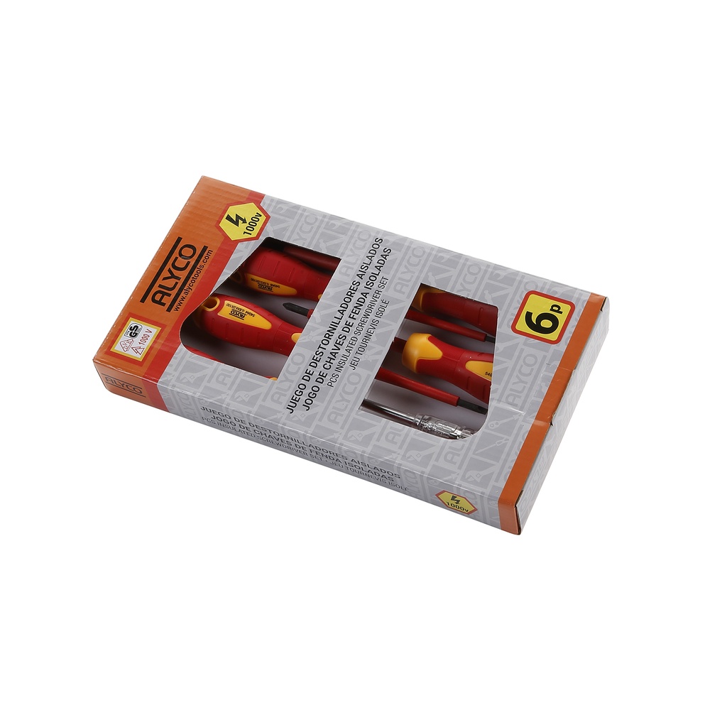 [170446ALY] Juego De 6 Destornilladores Aislados 1000V ALYCO ORANGE. Mod. 170446
