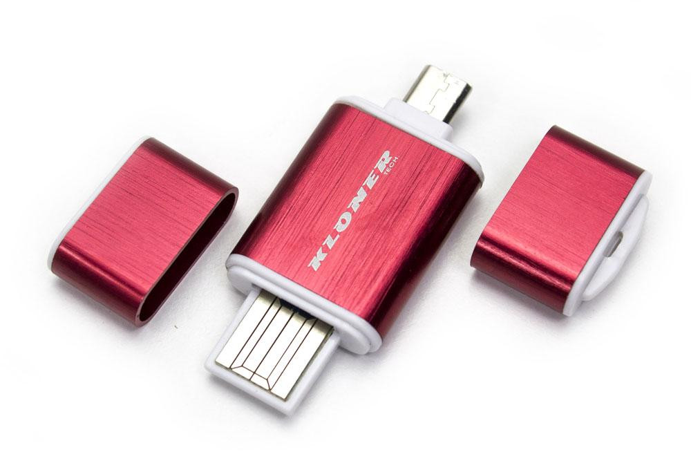 LECTOR OTG USB & MICRO USB ROJO. Mod. 91273