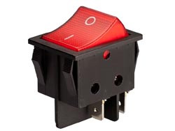 Interruptor bipolar 16(6) A./250V. Caja negra. Botón rojo. Mod. BR7000014