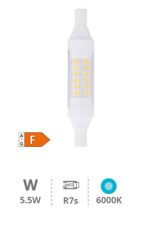 [200650029] Bombilla lineal LED 78mm R7s 5,5W 6000K. Mod. 200650029