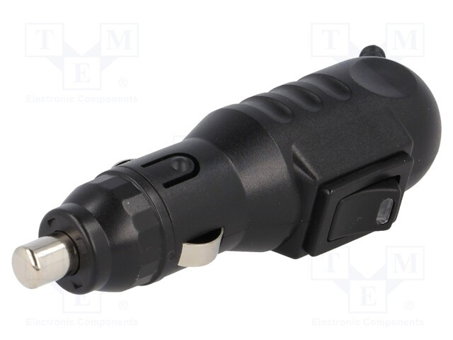 Conector macho mechero c/ interruptor 8A 12V. Mod. A13-53