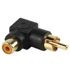 Adaptador acodado RCA hembra a RCA macho dorado