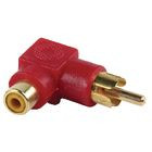 Adaptador acodado RCA hembra a RCA macho dorado rojo