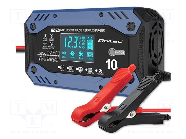 Cargador de baterías inteligente 12V 24V plomo GEL Li-FePO4 10A. Mod. 52482