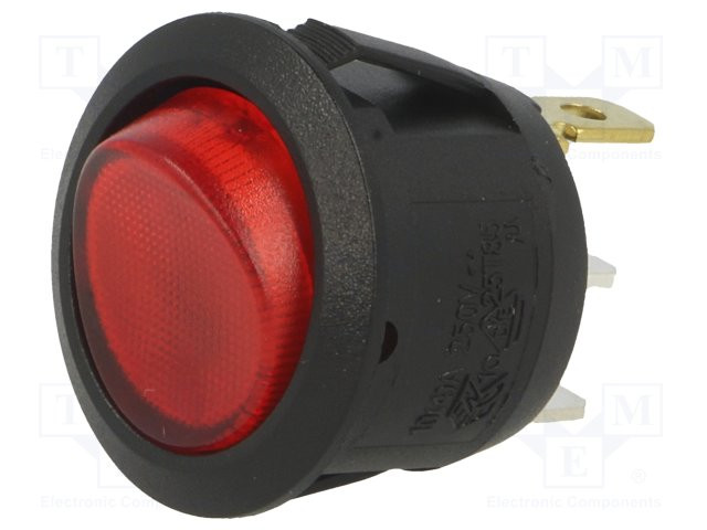 Interruptor redondo con luz AER13112BNAA  6A/250VCA  ON-OFF