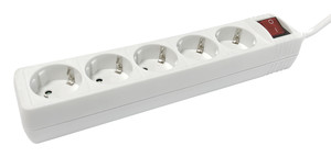 Base múltiple 5 tomas con interruptor 5 metros blanca. Mod. 36.227/5