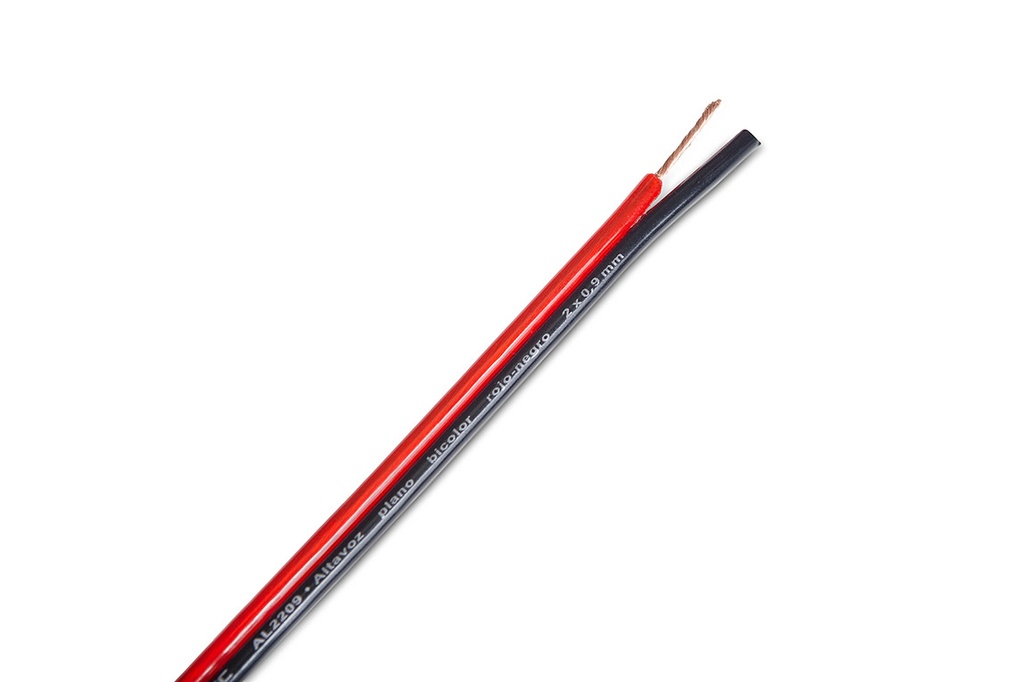 Cable altavoz plano Rojo-Negro OFC 2 x 0,09 mm2. Mod. AL2209