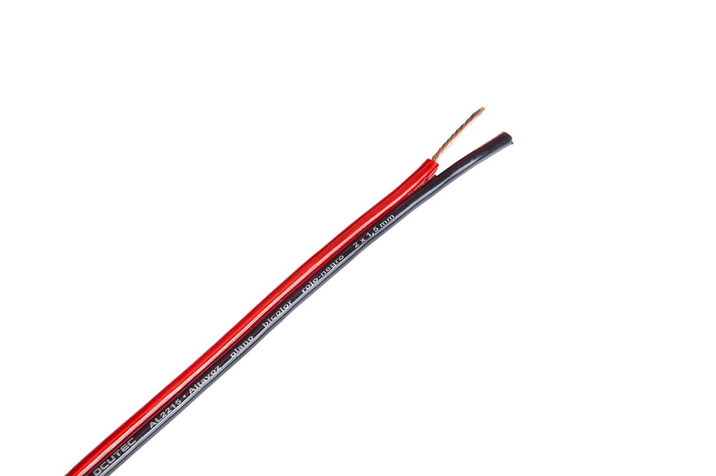Cable altavoz plano Rojo-Negro OFC 2 x 1,5 mm2. Mod. AL2215