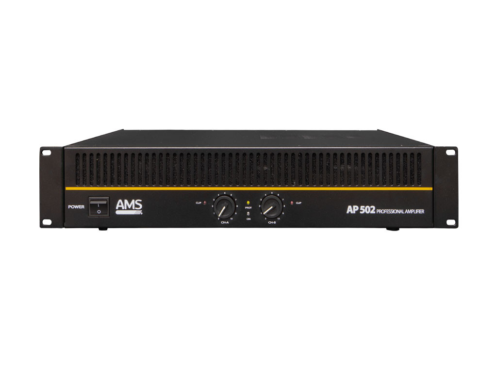 Amplificador profesional 2 x 450 W @ 4 Ohm AMS. Mod. AP 502