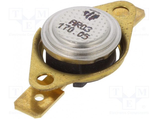 Sensor termostato SPST-NC 170°C 16A 250VCA ±5°C. Mod. L170