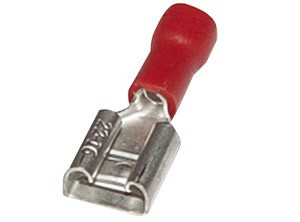 Terminal de faston hembra preaislado 6.3mm, rojo, 0.5mm² a 1.5mm². Mod. 2040134