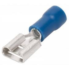 Terminal de faston hembra preaislado 6.3mm, azul, 1.5mm² a 2.5mm². Mod. 2040137