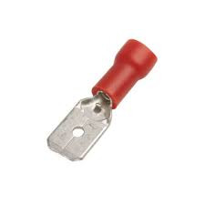 Terminal de faston macho preaislado 6.3mm, rojo, 0.25mm² a 1.5mm². Mod. 2040141