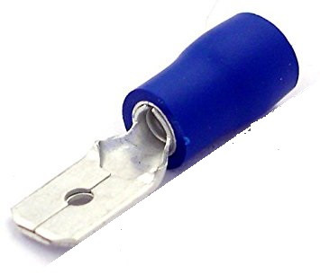 Terminal de faston macho preaislado 6.3mm, azul, 1.5 mm² a 2.5mm². Mod. 2040144