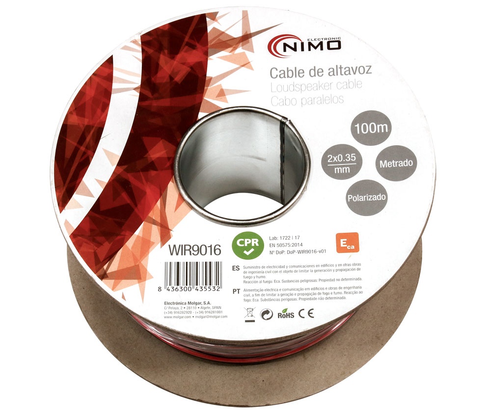 Cable para altavoz, Rojo-Negro 2X0.35MM. Mod. WIR9016
