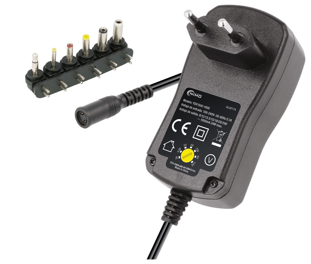 Alimentador Regulable Manual 9..24Vcc/24W/1.000mA. Mod. ALM174