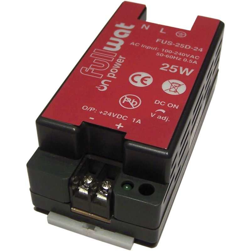 Fuente de alimentación conmutada de 24W 24Vdc 1A carril din. Mod. FUS-25D-24